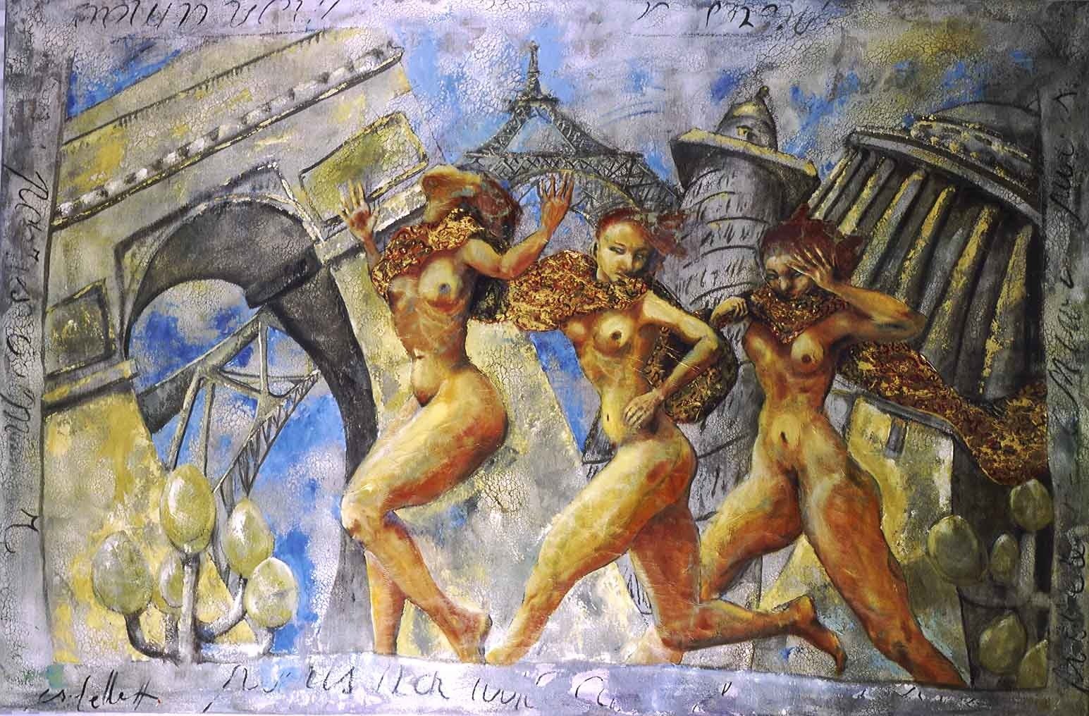 PARIS MON AMOUR, gesso, oil & mixte